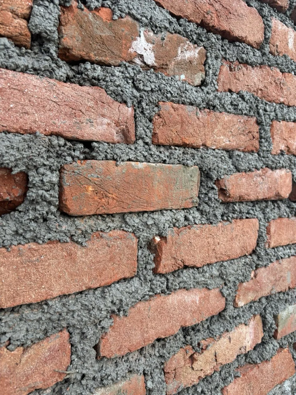 Close-up of brick and mortar joints
