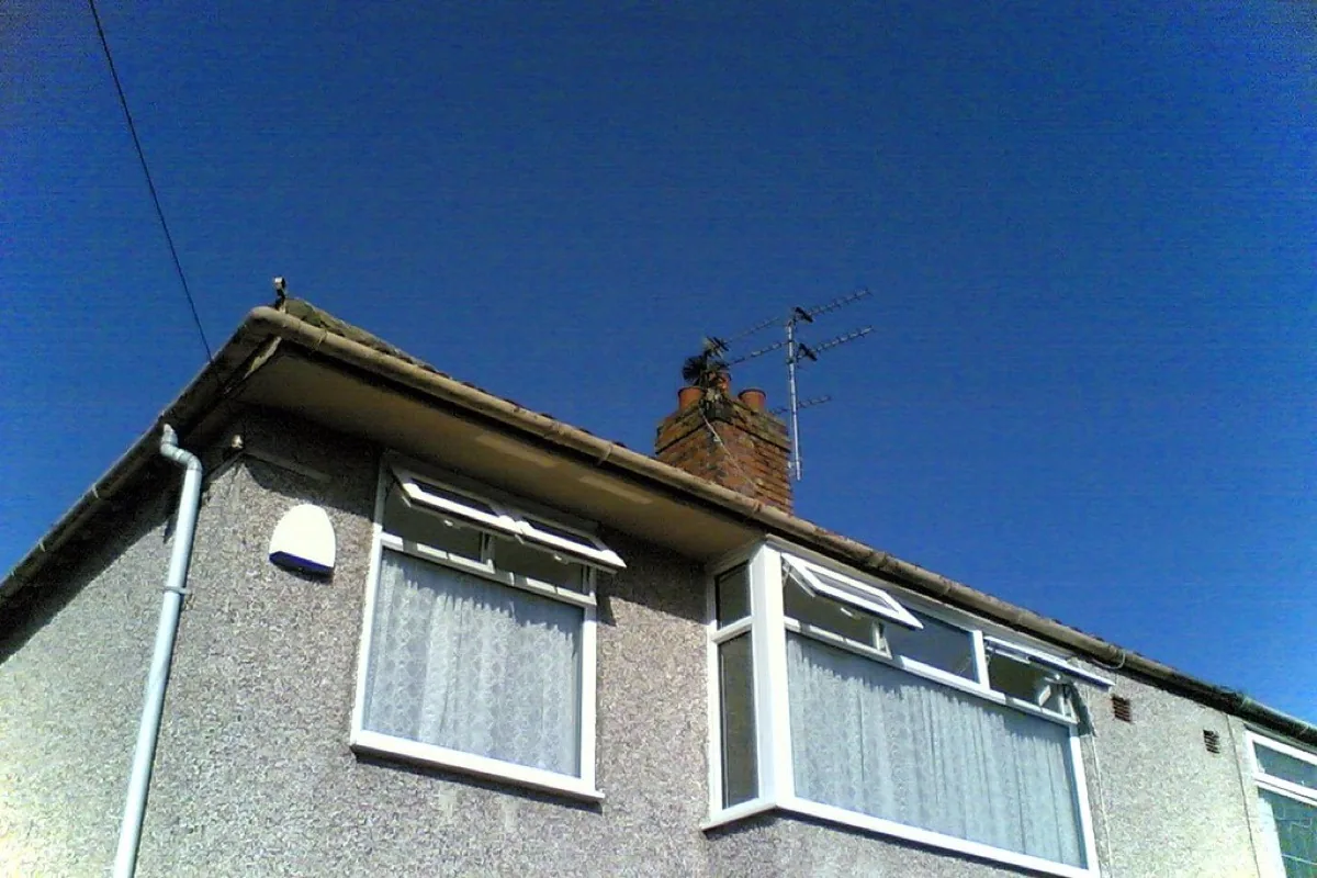 Rooftop chimney on a residential home