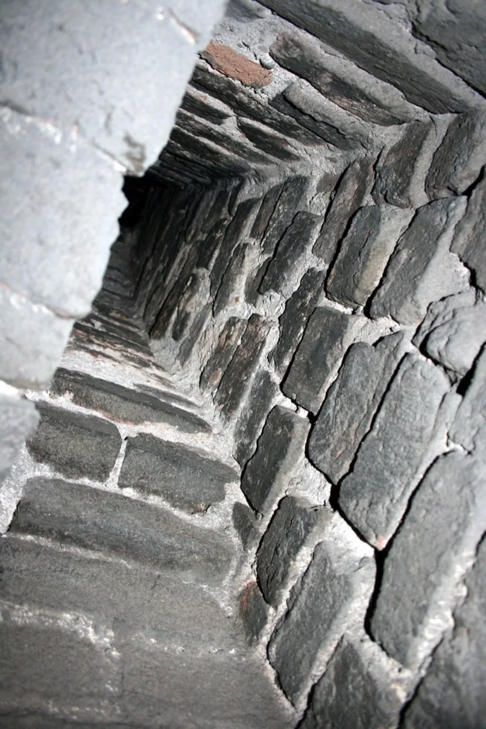 Inside a masonry chimney flue